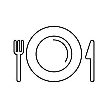 Table setting for meals line icon. Plate with cutlery pictogram Stock Illustration