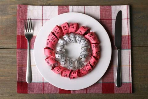 Table setting with  measuring tape Stock Photos