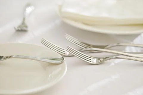 Table setting with a napkin Stock Photos