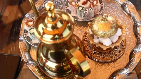 A table setting with a plate of breakfast food, ready for consumption Stock Footage 342164088