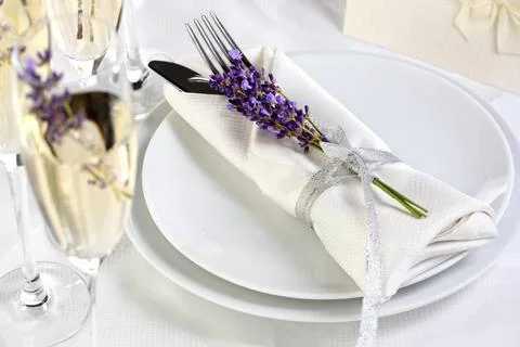 Table setting in Provence style Indulge in a dose of romantic French count... Stock Photos