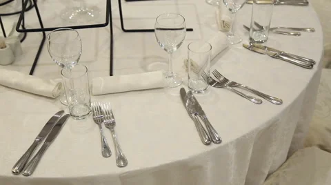 Table setting in restaurant Stock Footage 67350315