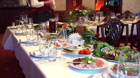 Table setting in the restaurant. Stock Footage 74761723
