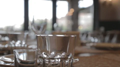 Table setting in the restaurant Stock Footage 90360907