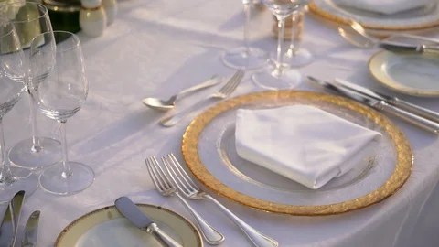 Table setting a restaurant. Stock Footage 129541094