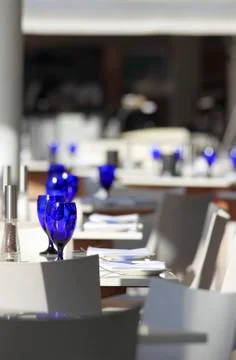 Table setting in a restaurant Foto stock