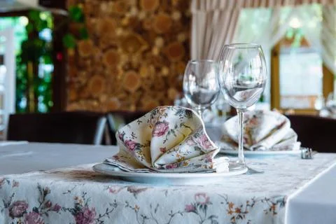 Table setting in restaurant. Stock Photos