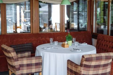 Table setting in restaurant. Stock Photos