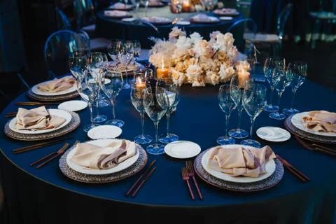 Table setting in restaurant. Stock Photos