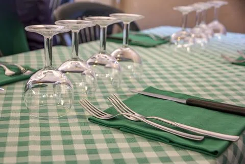 Table setting in a restaurant Stock Photos