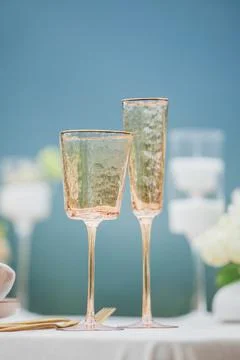 Table setting for a romantic date for a couple in love on Valentine's Day or a Stock Photos