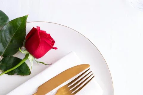 Table setting for romantic dinner concept. Stock Photos