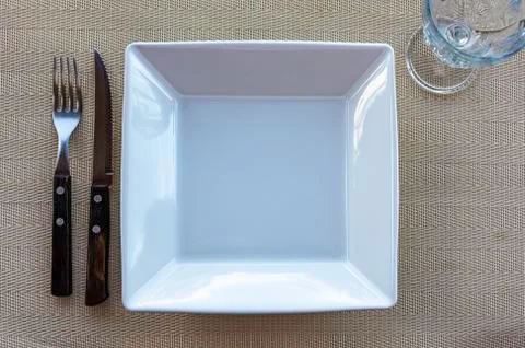 Table setting for simple lunch in restaurant Stock Photos