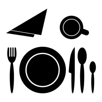 Table setting, top view, vector. Stock Illustration