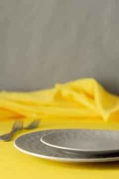 Table setting in trendy colors of the year Stock Photos