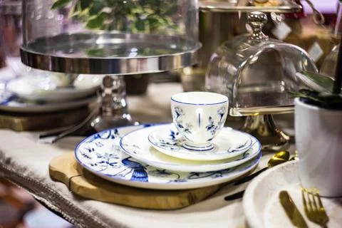 Table setting with various tableware Фото