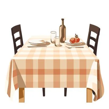 Table setting vector illustration isolated on white background. Dinner table wit 스톡 일러스트