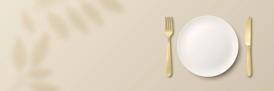 Table Setting Vector Illustration. Minimal Place Setting Illustration with Plate Stock Illustration
