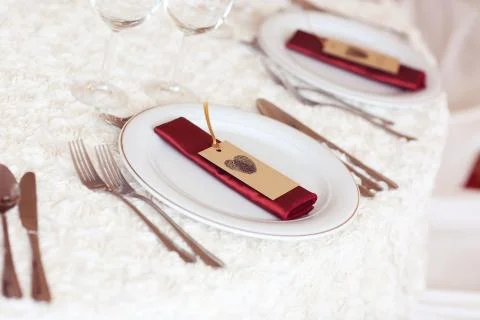 Table setting for a wedding day Stock Photos