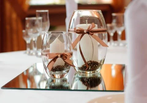 Table setting for wedding dinner. Stock Photos