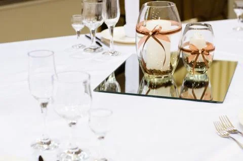 Table setting for wedding dinner. Stock Photos