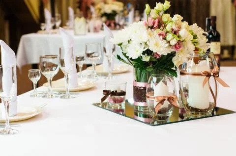 Table setting for wedding dinner. Foto stock