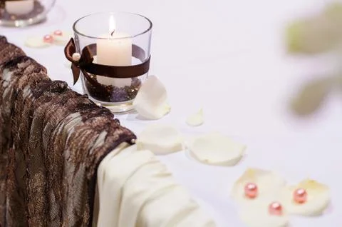 Table setting for wedding dinner. Stock Photos