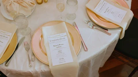 Table Setting at Wedding Reception Vídeo Stock 94741859