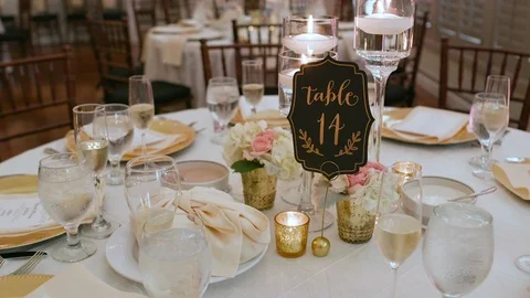 Table Setting at Wedding Reception Stock-Footage 94741860