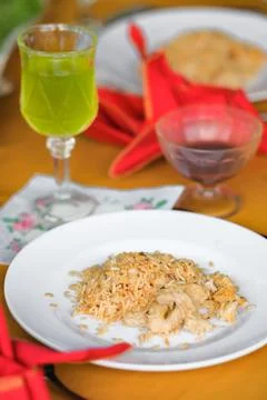 Table setting at a wedding reception. Selective Focus. Stock Photos
