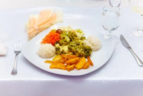 Table setting for an wedding reception. White background Foto stock