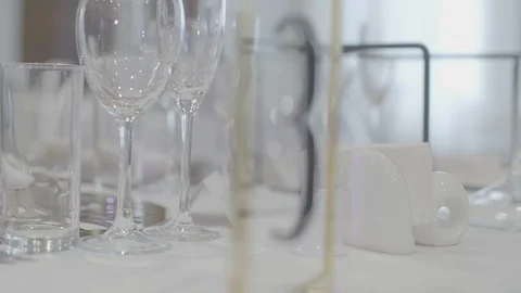 Table setting. Wine glasses on the table Stock Footage 110912737