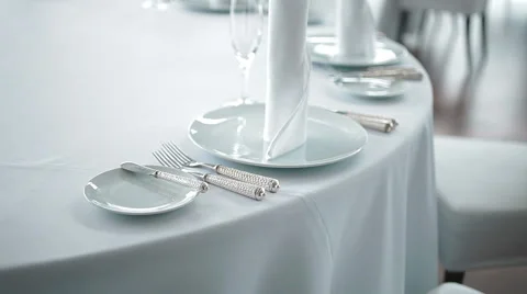 Table settings. Close up. Steadicam shot Stock Footage 49883720