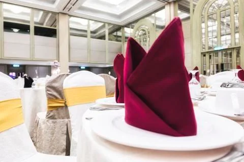 Table settings for fine dining with and glassware.selective focus shot and sh Foto stock