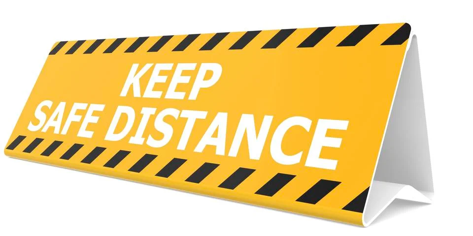 Table sign with keep safe distance word Stock Illustration