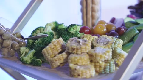 Table with slicing radishes Stock Footage 304353069