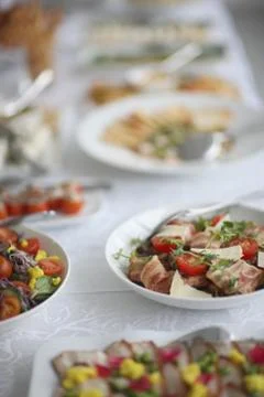 Table with snacks for a buffet table. Stock Photos