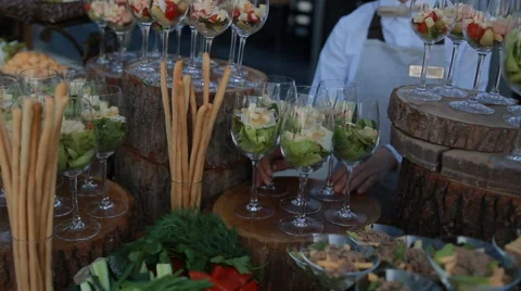 Table with snacks Stock Footage 67623508