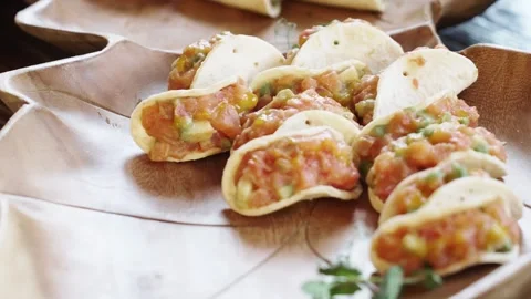 Table with snacks of pita bread Stock-Footage 274870809