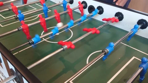 Table soccer, Foosball, people playing and enjoy game, 4k fottage Stock Footage 178486971