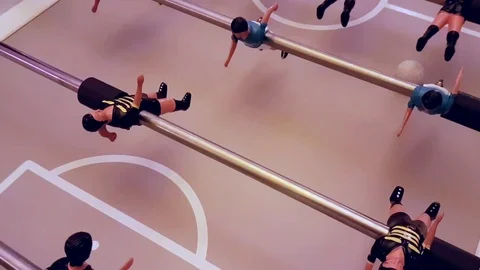 Table Soccer Playing Game Stock Footage 71076739