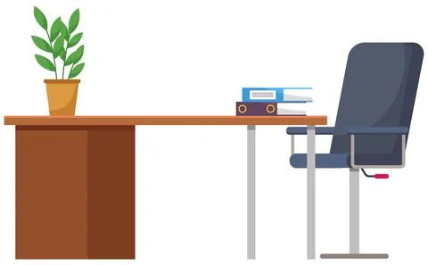 A table with a stack of books, potted plant and a comfortable gray chair. Cozy Stock Illustration