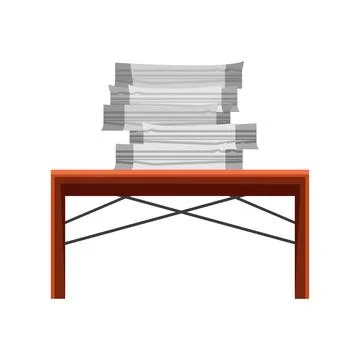 Table with stack of paperwork Stock Illustration