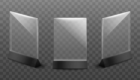 Table stand for menu or bar card holder vector illustrations mockup set isolated Illustrazione stock