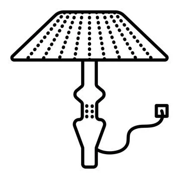 Table, standard, floor lamp with shade Stock Illustration