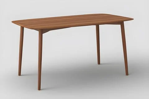 The table stands in the middle of a white room on a light white background. Illustrazione stock