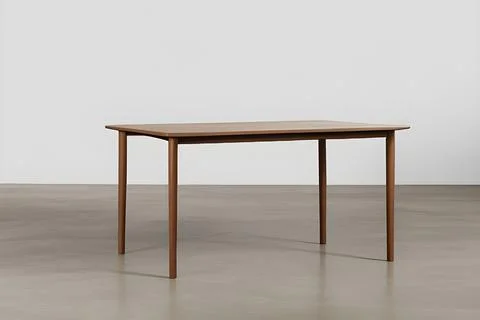 The table stands in the middle of a white room on a light white background. Stock Illustration