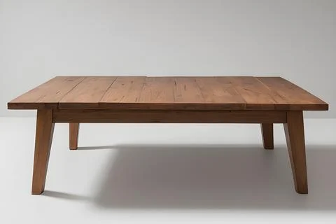 The table stands in the middle of a white room on a light white background. Stock Illustration
