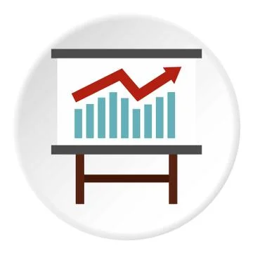 Table with statistics icon, flat style Illustrazione stock
