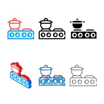 Table stoves range color icon vector symbol Stockillustratie